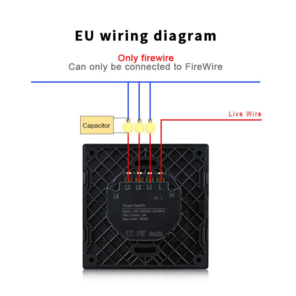 Touch Switch Power Led Panel Wall Light Switches Tempered Black White Crystal Glass Switch 1Gang 2Gang 3Gang Interruptor Inteligente AC100-250V