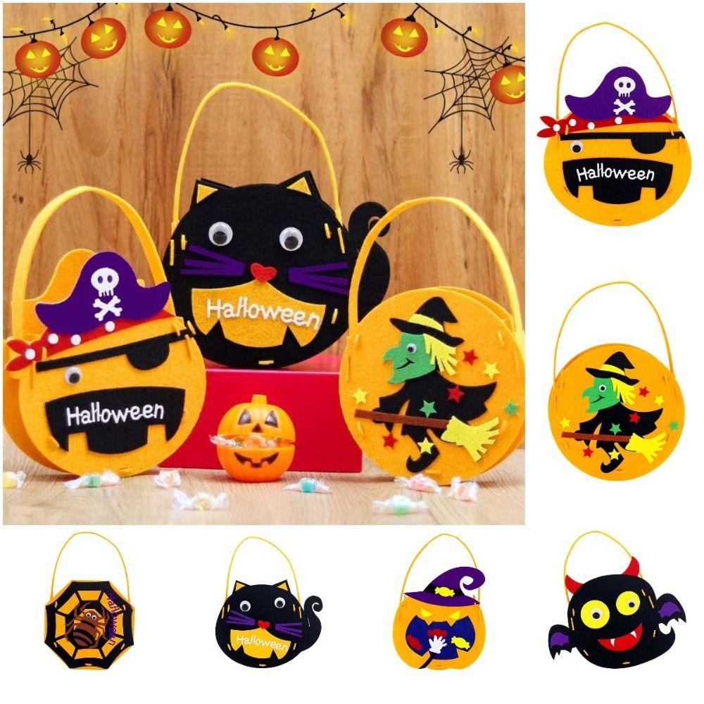 Ghost Bat DIY Trick or Treat Bag Non-woven Fabric Pumpkin Handbag DIY Halloween Candy Bag  Toddlers