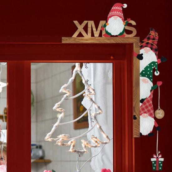 Door Corner Decoration Wood Christmas Faceless Old Man Corner Ornament Colorful Gnome Festive Decor Corner Ornament for Mirror Cabinet Furniture