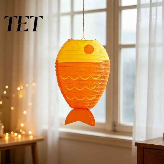 Supermarket Window Party Supplies Fish-Shaped Paper Lantern, Ocean Theme Folding Hanging Lantern for Festival Party, Fish Crafts Photo Backdrop,
