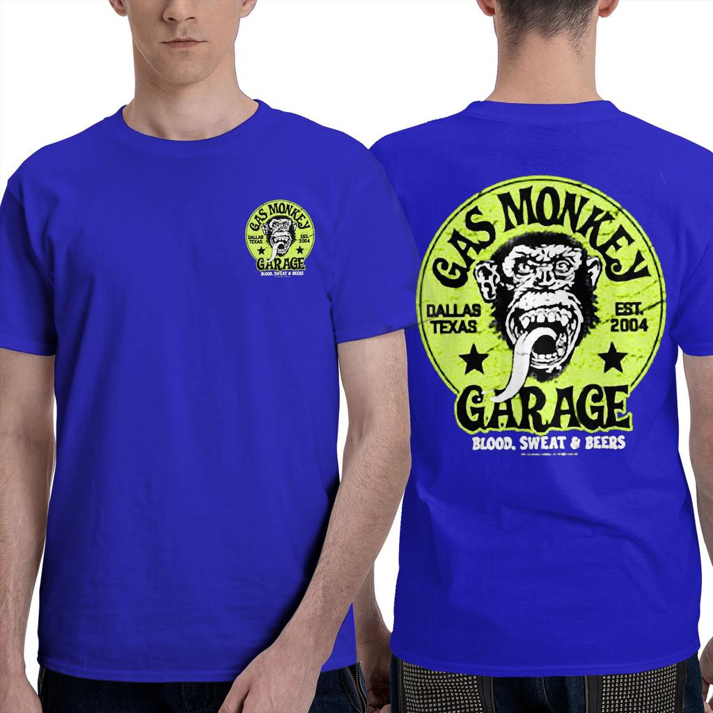 New Men's Double Sided Gas Monkeys Garage Printed Cotton T-Shirt Summer Short Sleeve O-neck Tees Streetwear Oversized Tops