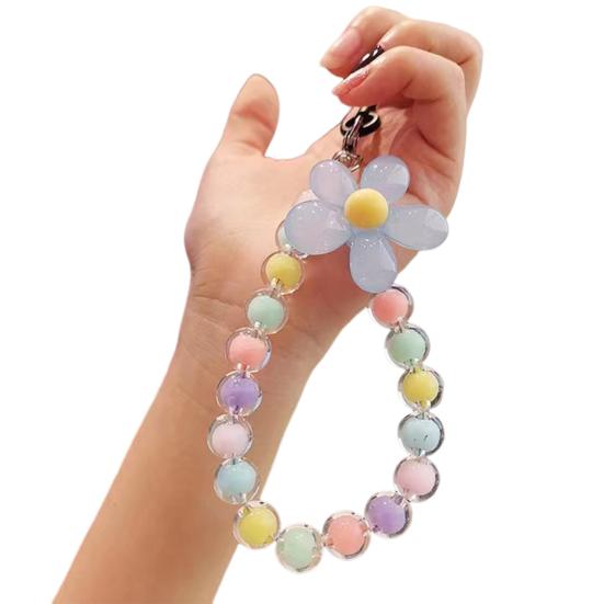 Женский ремешок на запястье для телефона ярких цветов, цветочные бусины, веревка для телефона на запястье, анти-потерянный чехол для мобильного телефона, ручной ремешок
