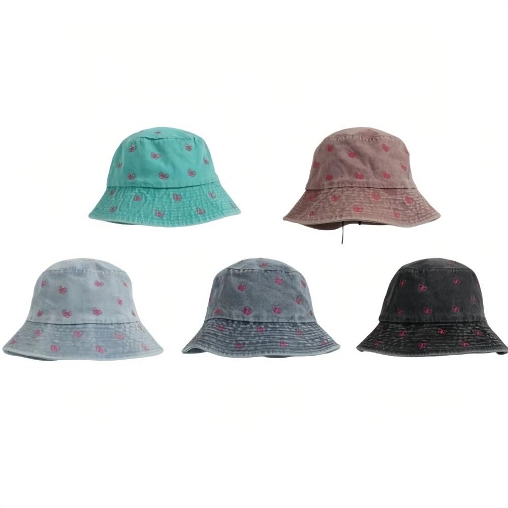 Windproof Butterfly Embroidered Cowboy Hat Retro Big Brim Sun Hat Fisherman's Hat Autumn