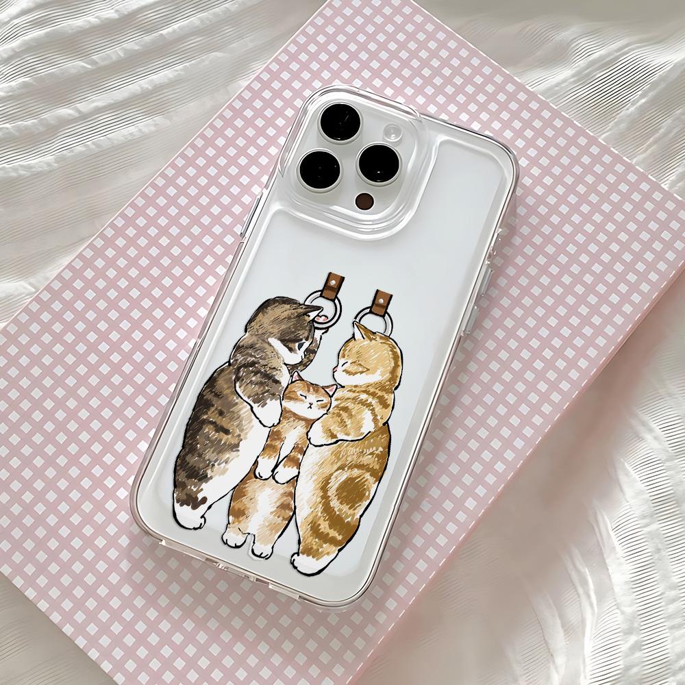 Милый чехол для телефона M-mofusands Кот iPhone 17 16 16e 15 14 13 12 11 Mini Pro Max X XR XSMax 7 8 Air Plus Прозрачная задняя крышка
