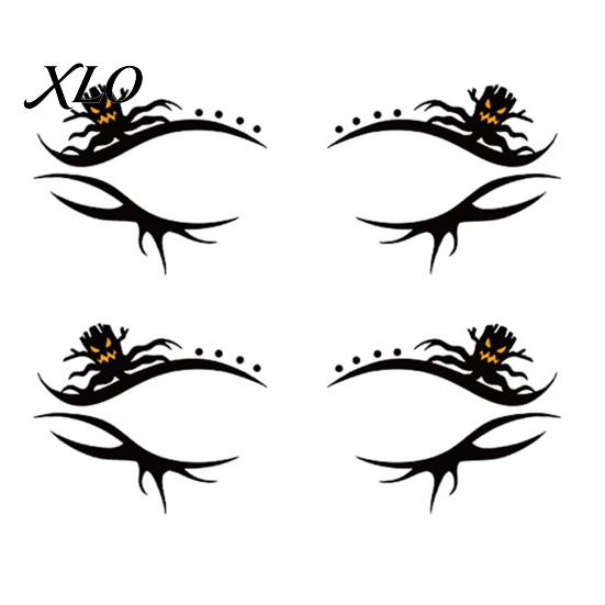 Removable Face Tattoo Stickers 2 Pairs Halloween Eye Stickers, Waterproof Temporary Decals with Water Transfer Skin Pumpkin Bat Spider Web, Easy Apply