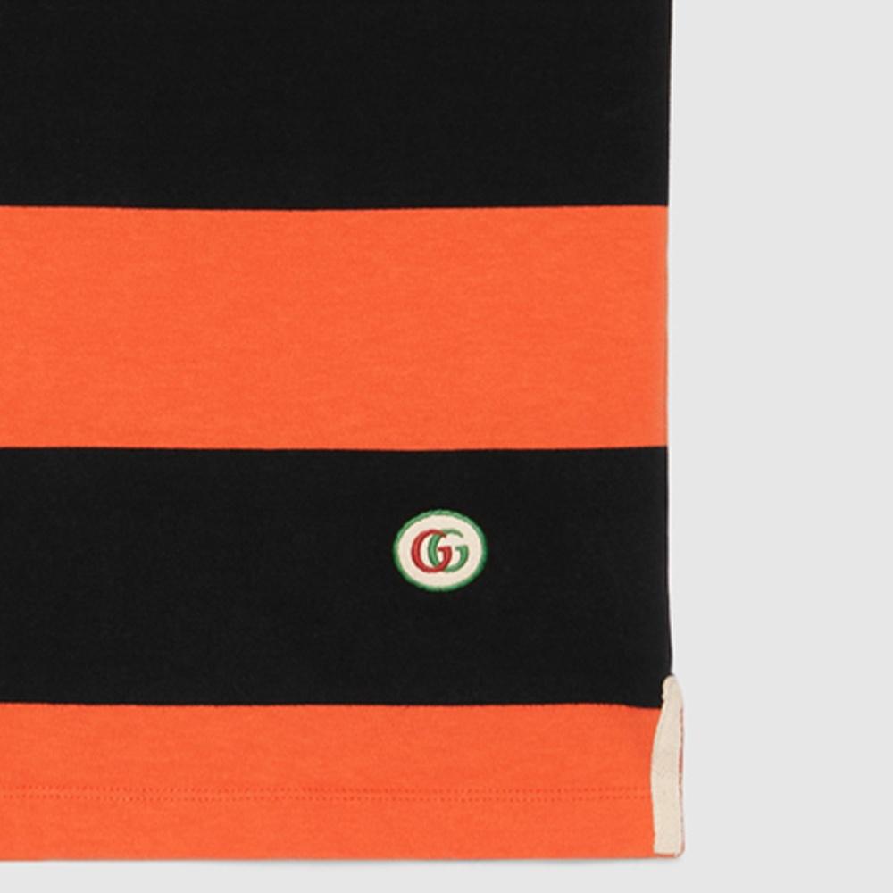 Gucci SS21 Striped Cotton Polo With Patch 'Orange Black' Men's 645251-XJC6F-7252