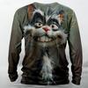 Футболка с принтом Cat Funny Designer Retro Vintage для мужчин, повседневная футболка с длинным рукавом и круглым вырезом