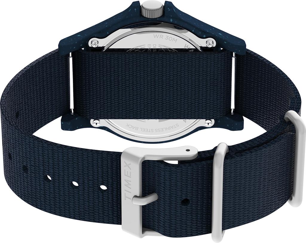 Watch Reclaim Ocean 40mm Reclaim Ocean Black Dial Recycled Plastic Mineral Glass Quartz 3 ATM Water Resistant 40MM Watch TW2V81800 Navy [TIMEX]
