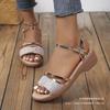 2025 European and American Summer New Large Size Fish Mouth Sandals Women's Shoes Slope Heel Independent Station Women's Sandals