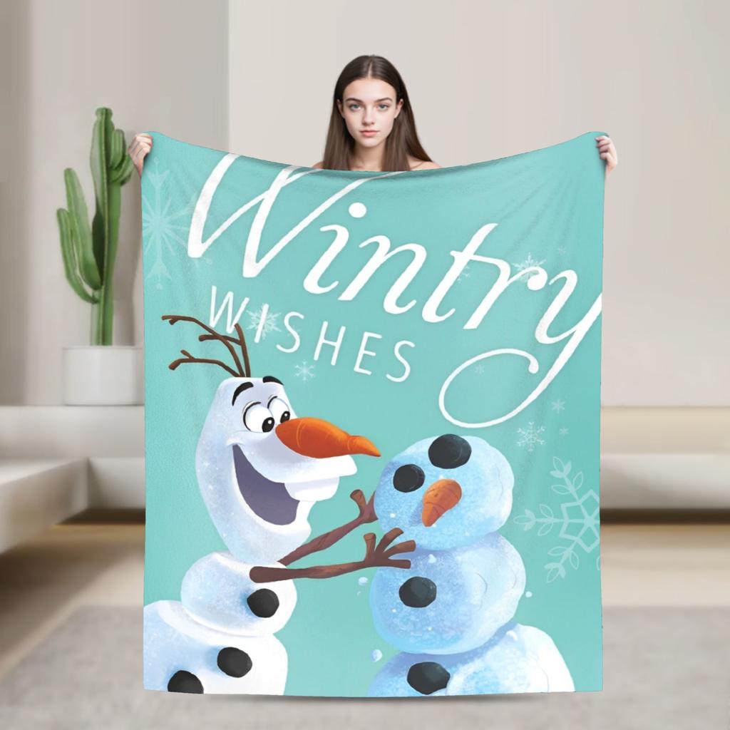 Frozen Olaf Cartoon Blanket Super Soft Novelty Plush Throw Blanket For Bedroom Airplane Travel Flannel Bedspread Bed Cover