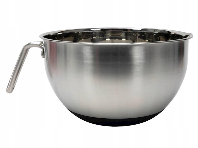 Satin bowl with measuring cup MICHA STALOWA 24 cm with handle and silicone bottom