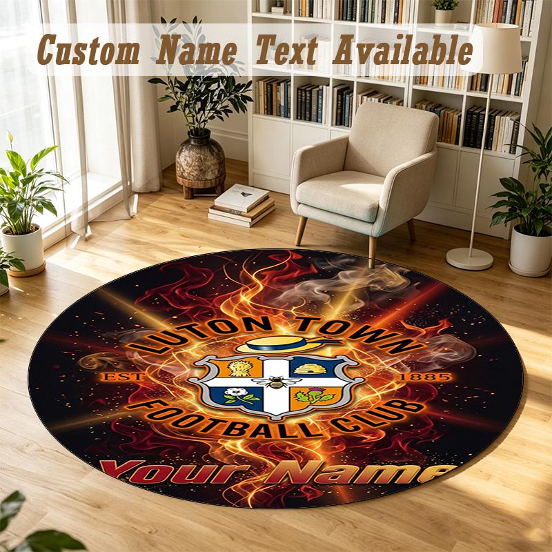 Round Rug Custom NameLuton Town Pattern Non Slip Carpet Home Floor Decor