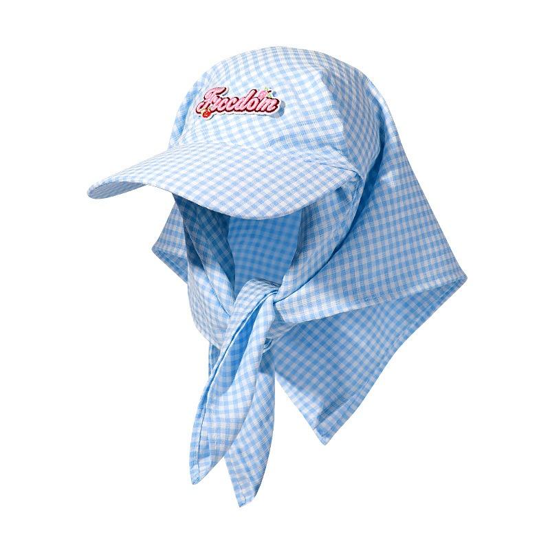 Personalized Checkered Headscarf Hat Niche Spring and Summer Light and Thin Sunscreen Cap Hip Hop Street Fashion Embroidery Baseball Cap