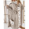 Women's Autumn and Winter Long Cardigan Hooded Letter Knit Sweater