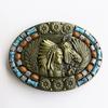 Zinc Western Cowboy Belt Buckle with Cow Skull & Horse Head
