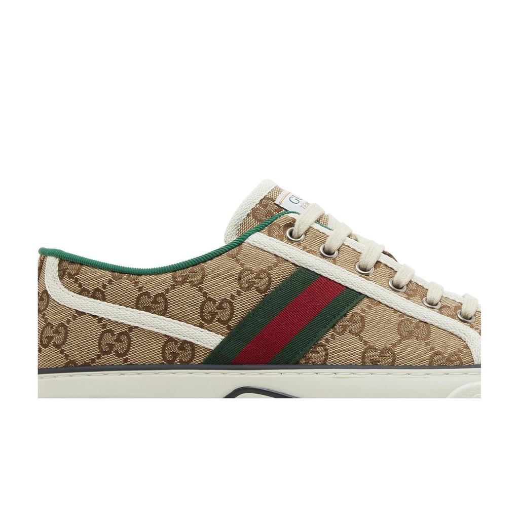 Gucci Женский теннис 1977 'Бежевый Эбони' (женские размеры) Бежевые / Эбеновые / Белые / Зеленые / Красные холщовые туфли 606110 HVK20 9766