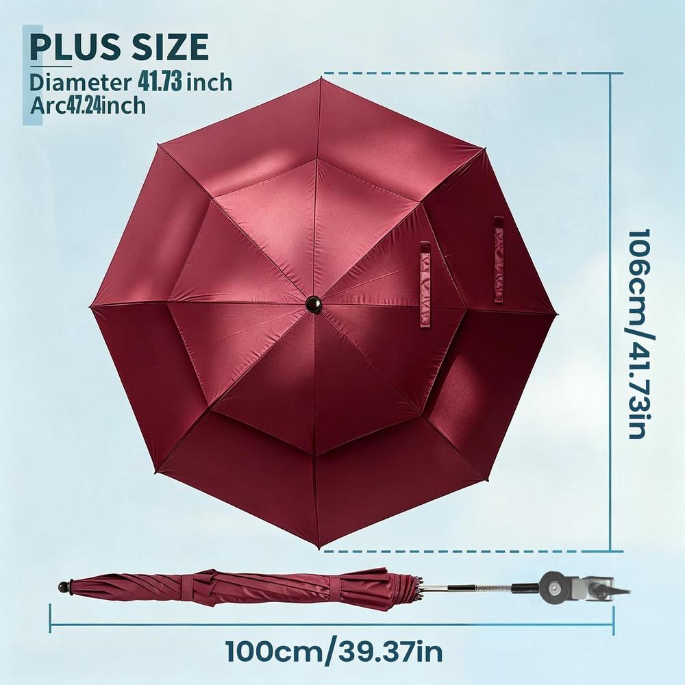 Adjustable Beach Chair Umbrella Outdoor Sunshade Umbrella Lightweight Clamp-on Wheelchair Stroller Canopy for Camping Beach