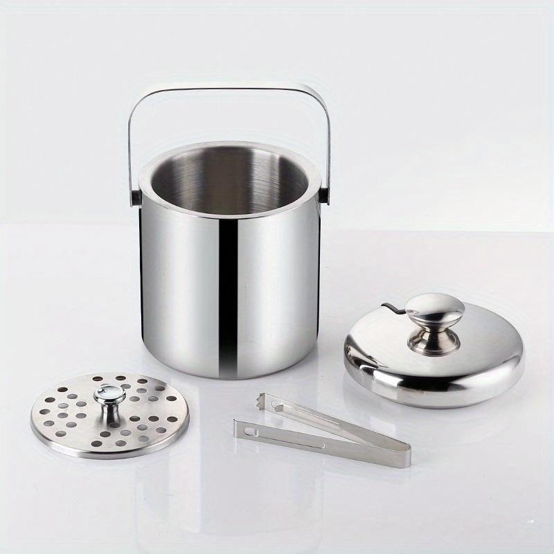 Ice Bucket with Tongs Double Wall Strainer Handle Home Bar Parties Chilling Beer Champagne Stainless Steel Cooler Buckets