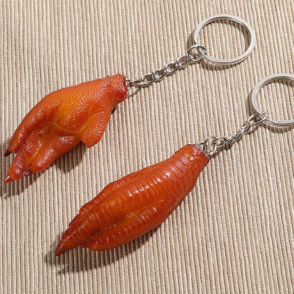 PVC Drumstick Trotters Fast Food Key Ring Simulation Food Keychains Bag Pendant Fashion Jewelry