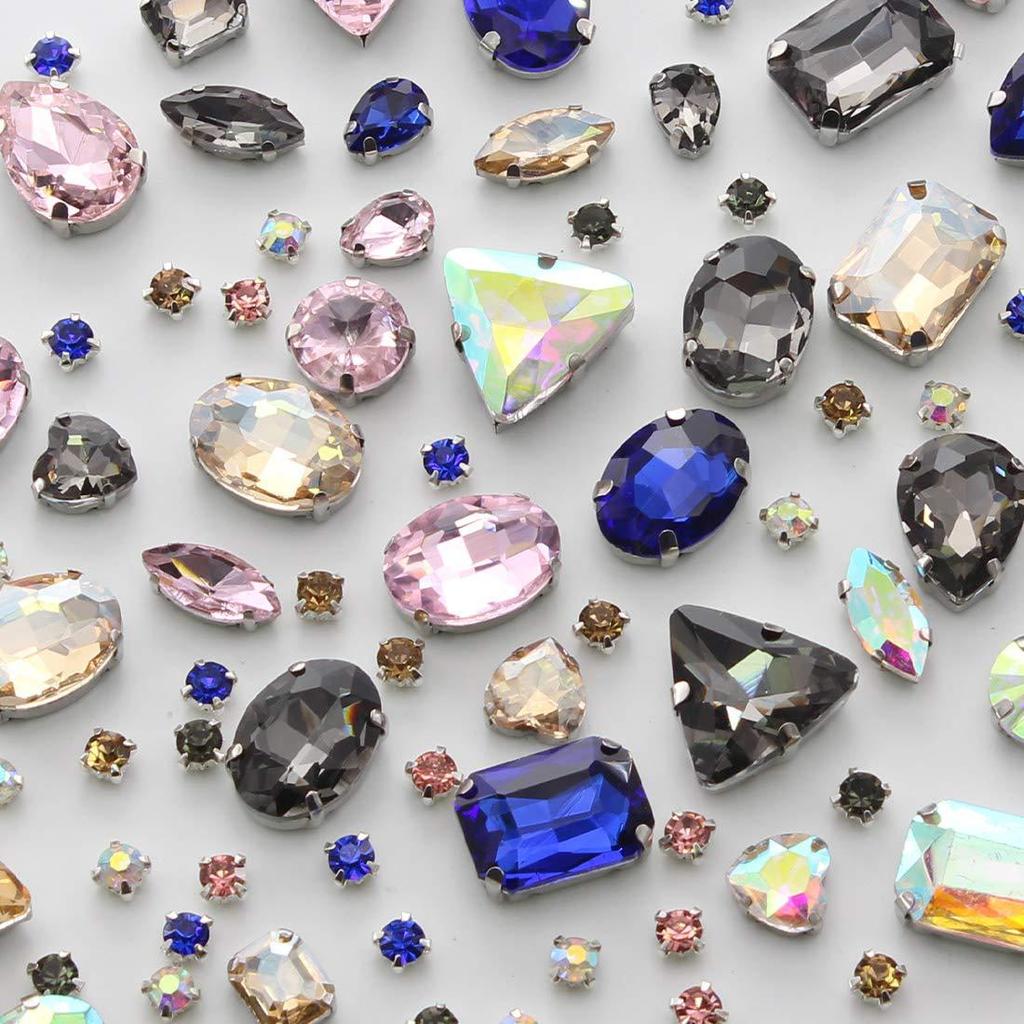 100 PCS Rhinestones Mixed Claw Drill Glass Crystal Sewing Drill DIY Clothing Accessories Wedding Accessories Rhinestone Sew On Beads