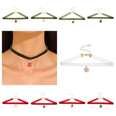 Санта Бархатный Воротник Ожерелья Цепочка на Ключицу Мультяшный Кулон Чокер Модный Рождественский Чокер Девушка