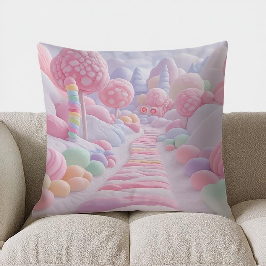 Домашний декор Кэндиленд: Розовые медведи и леденцовые деревья Узор для подушки Наволочка Подходит для дивана, спальни, автомобиля Наволочка
