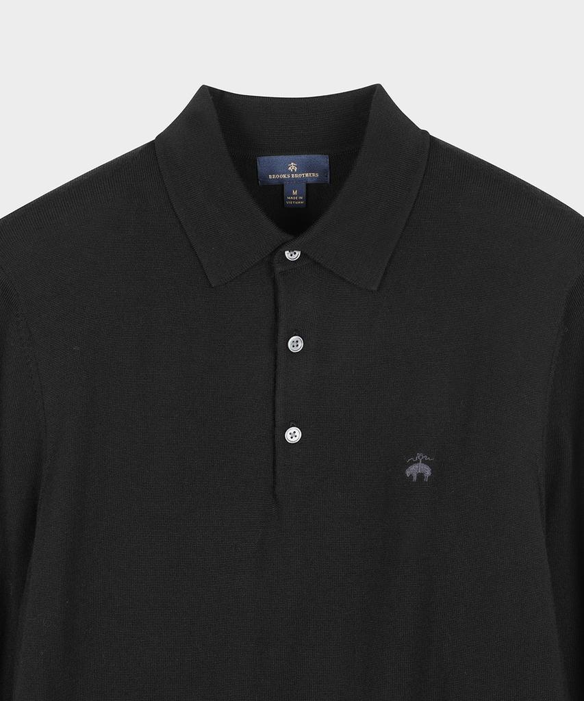 BROOKS BROTHERS Merino Wool Logo Polo Sweater (Black) (Bbwtmnf301)