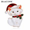 Christmas White Black Cat Shape Anime Brooches for Women Men Sweater Hijab Pins