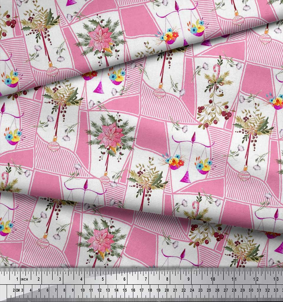 Soimoi Японская креп-сатиновая ткань с листьями, орнаментами и цветочным принтом пуансеттии, ткань по метрам 42 дюйма