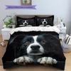 Black Border Collie Pattern Bedding Home Decoration Birthday Gift (1 * duvet cover + 2 * pillowcase, without core)