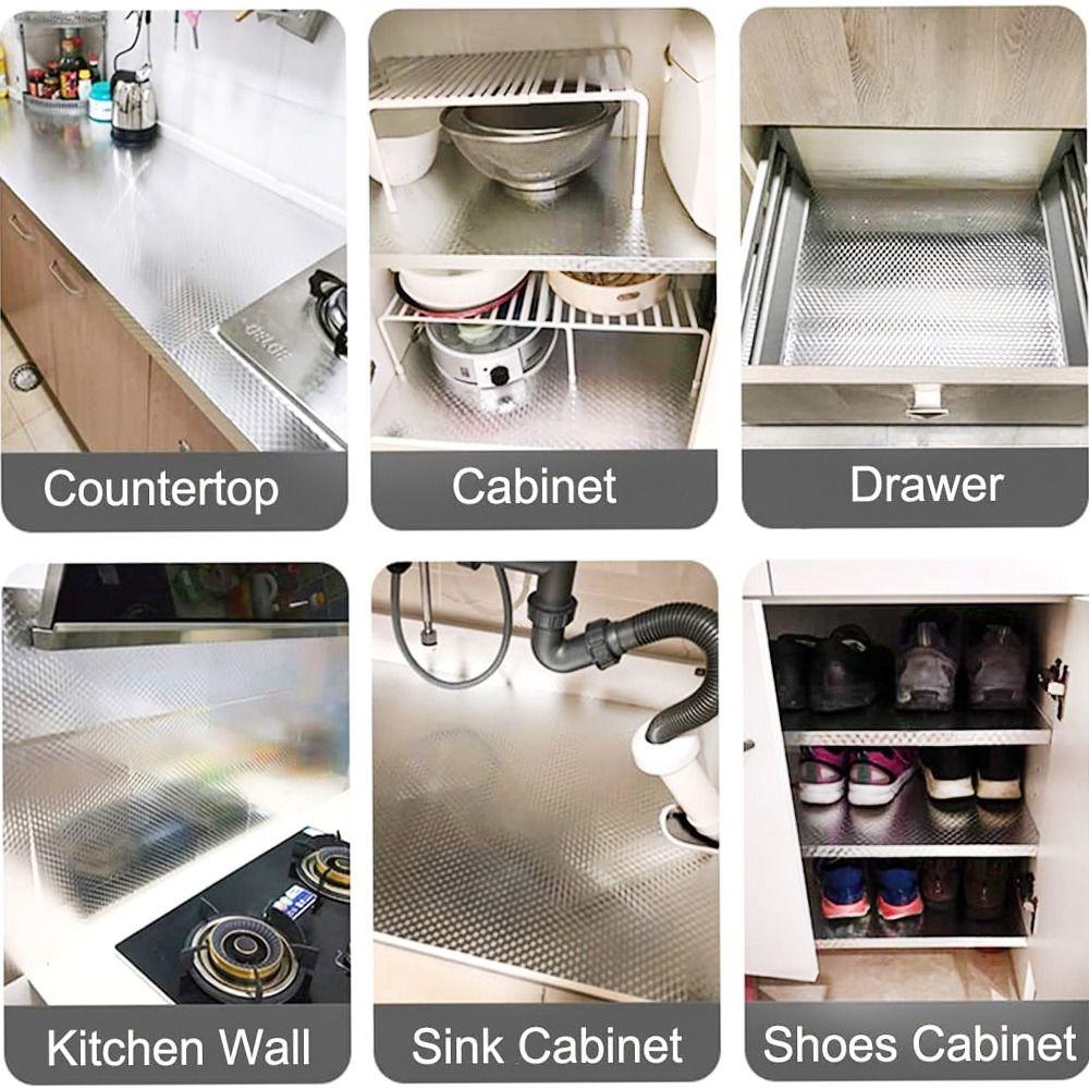 1 Roll Aluminum Foil Oil-proof Wallpaper High Temperature Cabinet Contact Paper  Home Kitchen