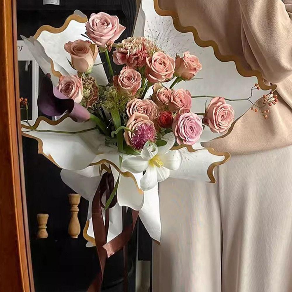 Kraft Paper INS Flower Wrapping Paper Wavy Border Bouquet Wrapping Material Fashion DIY Crafts