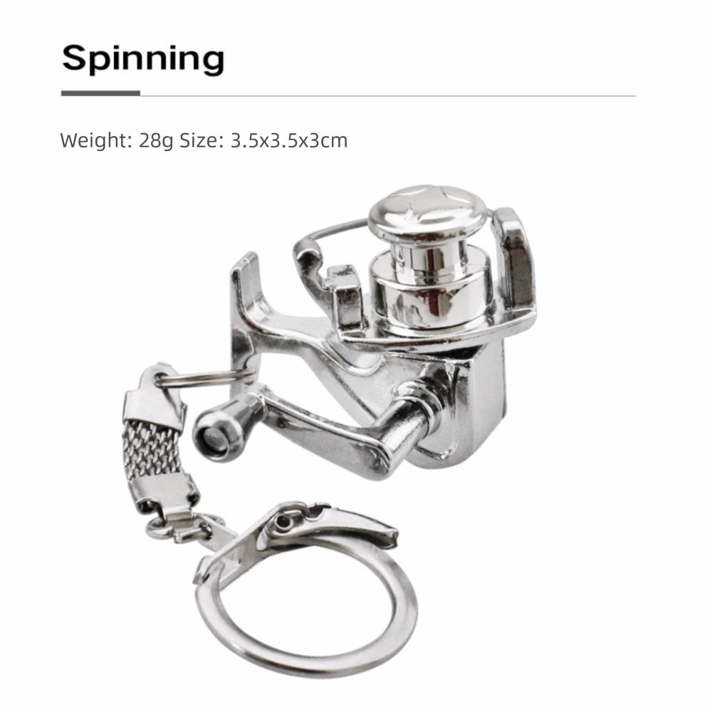 Hanging Oranment Fish Wheel Keychain Golden Silver Spinning Reel Pendant Small Gift