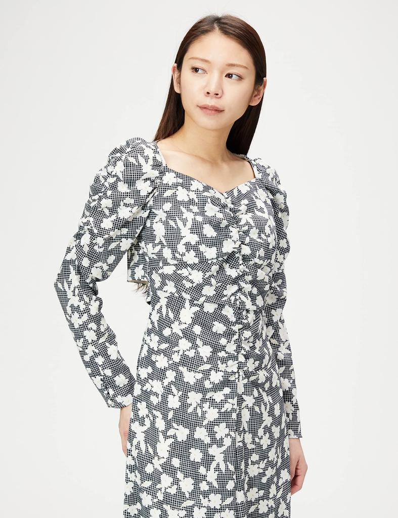 Gathered Decolletage Dress LWFO231166 MIX 0 [Lily Brown] Women's