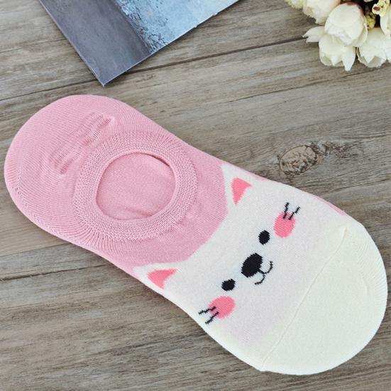 Женские невидимые хлопковые носки с нескользящей подкладкой для лоферов с низким вырезом и животным
