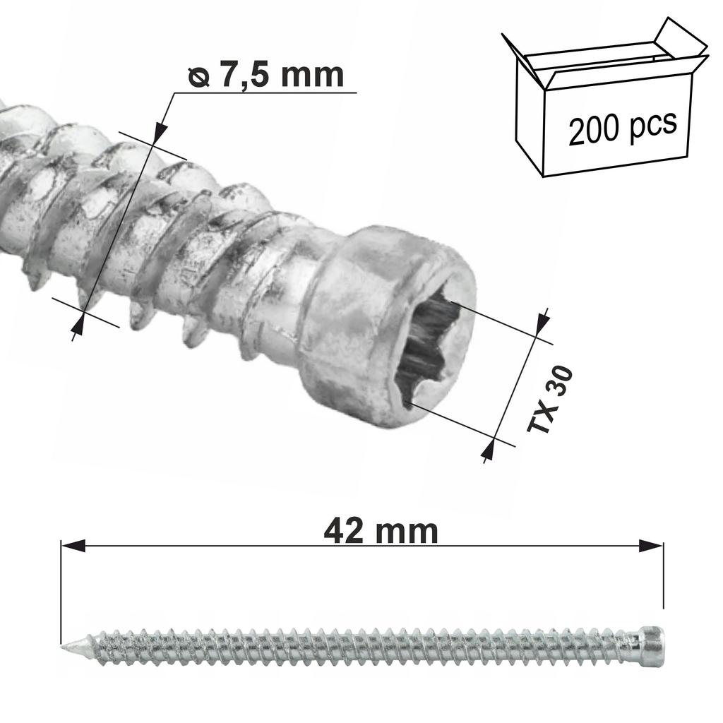 Door frame screws, cylindrical head, WHOW-75042 (200)