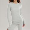 Womens High-Elastic Slim Fit Long Sleeve Yoga Top With Round Neck Quick-Dry Sport Base Layer Gym Running Workout