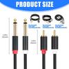1/4inch to 2RCA Sound Cable 6.35mm to Double 2RCA Insert Cable Y Splitter Cable Bidirectional Interconnection