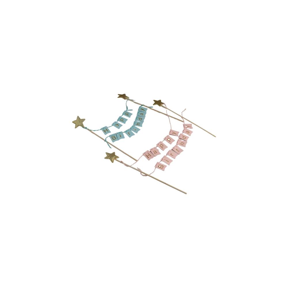 Adults Bunting Happy Birthday Gold Banner Baking Decoration Cake Flags Cake Topper Party Supplies