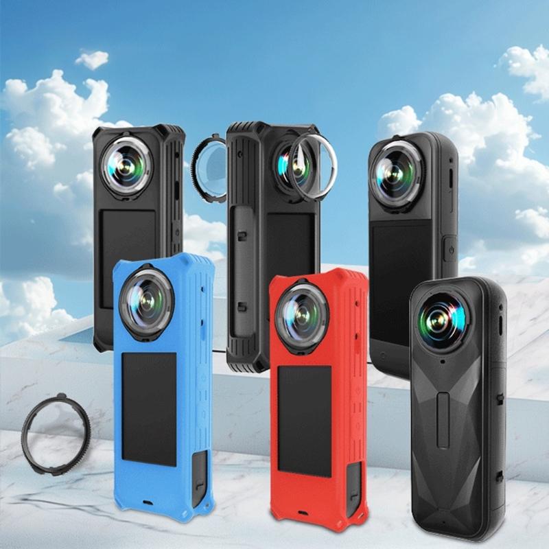 Тонкий силиконовый чехол-обложка для спортивной камеры 360 X5. Точные вырезы и защитный корпус.