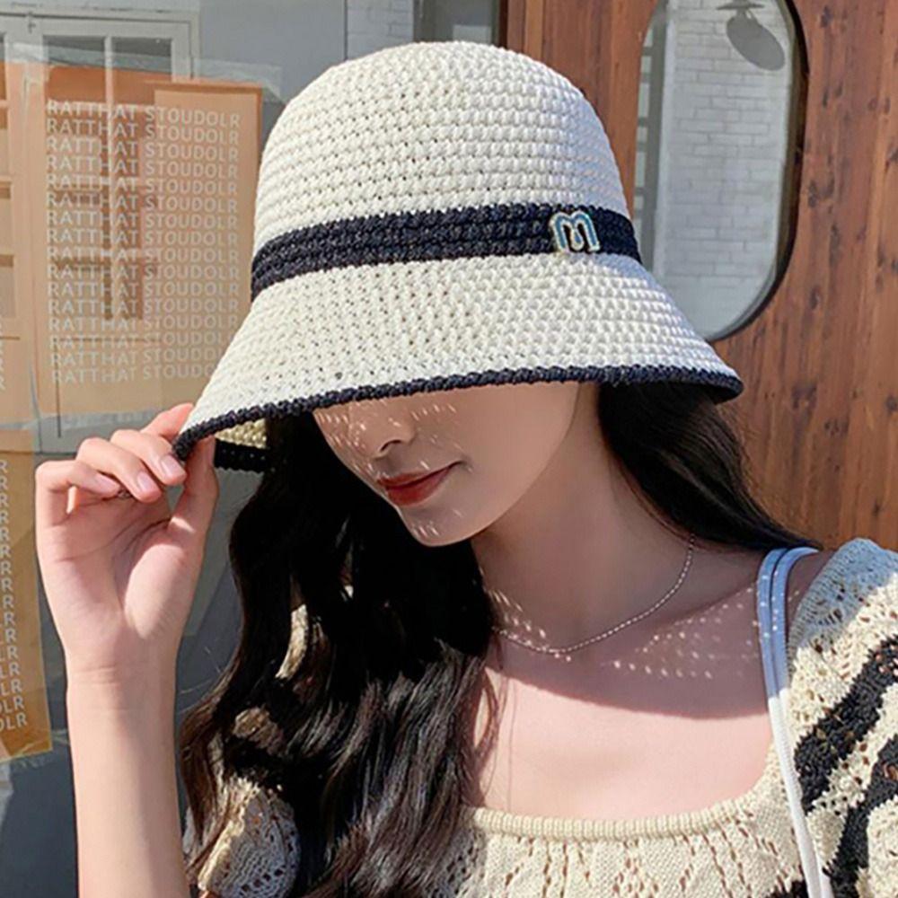 Breathable Bucket Hat Cotton Linen Beach Cap Wide Brim Fisherman's Hat Women Girls