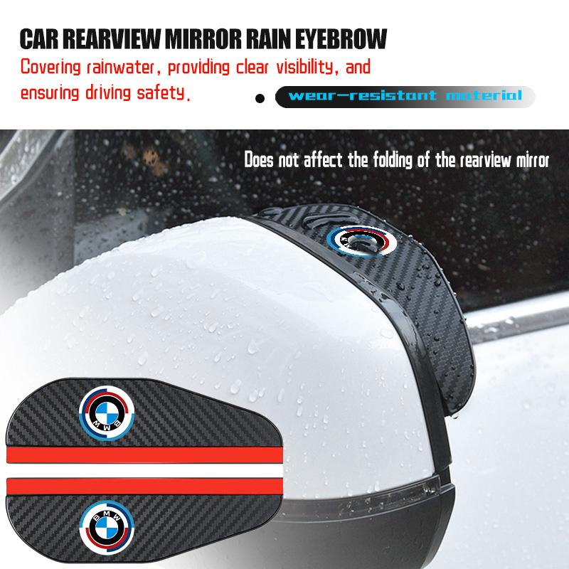 ORCL3 2pcs Car Rearview Mirror Rain Protector Stickers Universal For BMW X1 X3 E39 E46 E30 E36 E87 E60 E90 F26 G02 E70 F15 E53 G05 E71