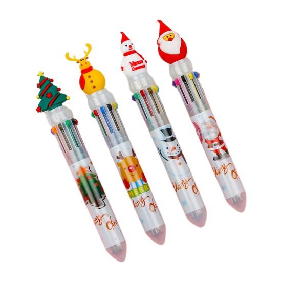 10 цветов, рождественская шариковая ручка, милый мультяшный Санта-Клаус, лось, дизайн, подарок для детей, школьные и офисные канцелярские принадлежности