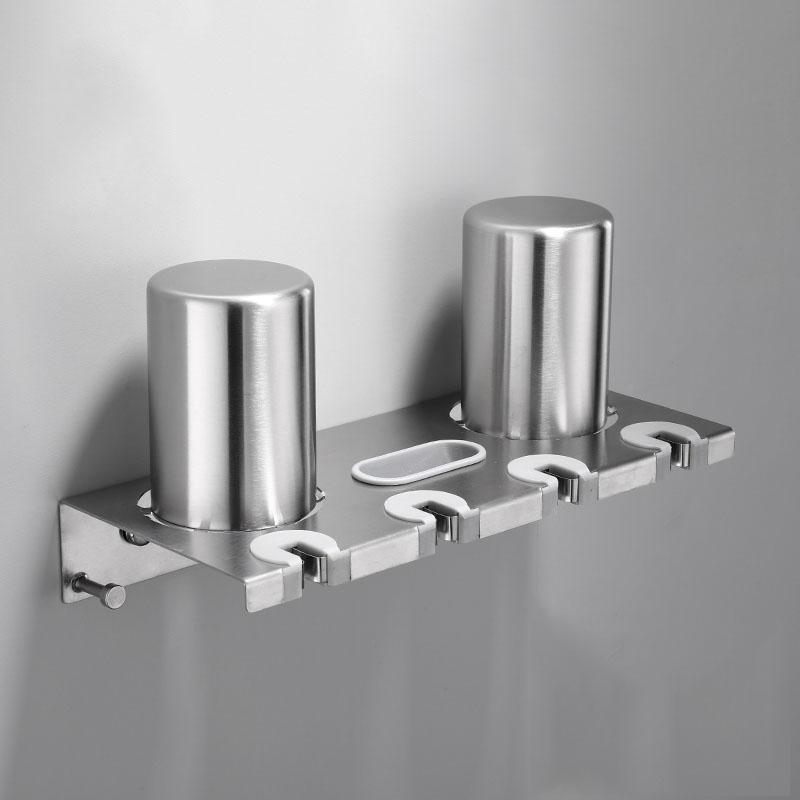 Bathroom Electric Toothbrush Rack Black/Nickel Wall Hanging Toilet Toothbrush Holder With Cup With Hook Bathroom Accessories