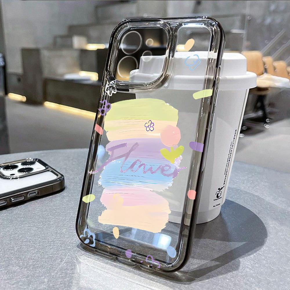 Япония и Корея милый граффити для iPhone17 космический чехол для телефона Apple 16promax прозрачный 15/14 мелкое отверстие