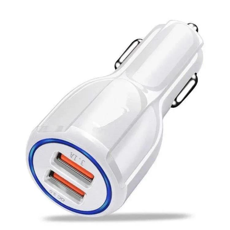 3.1A Автомобильное зарядное устройство PD QC 3.0 LED Dual USB Plug Phone Charge Adapter для iPhone 12 11 Samsung Xiaomi Huawei Быстрая зарядка