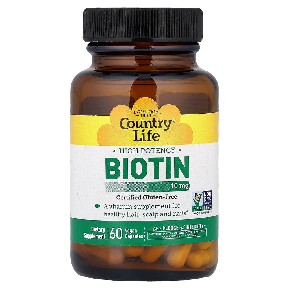 Country Life Biotin 10mg Veggie Capsules, 60 Count
