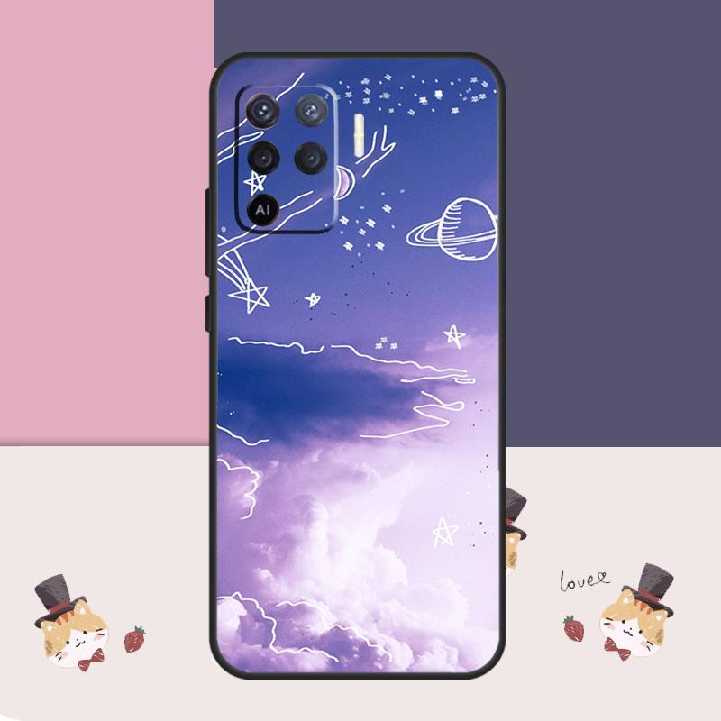 Фиолетовый эстетичный чехол для Oppo A38 A58 A78 A98 A54 A74 A94 A18 A57 A17 A77 A80 A60 A40 A96 A76 A16 A15 A5 Pro
