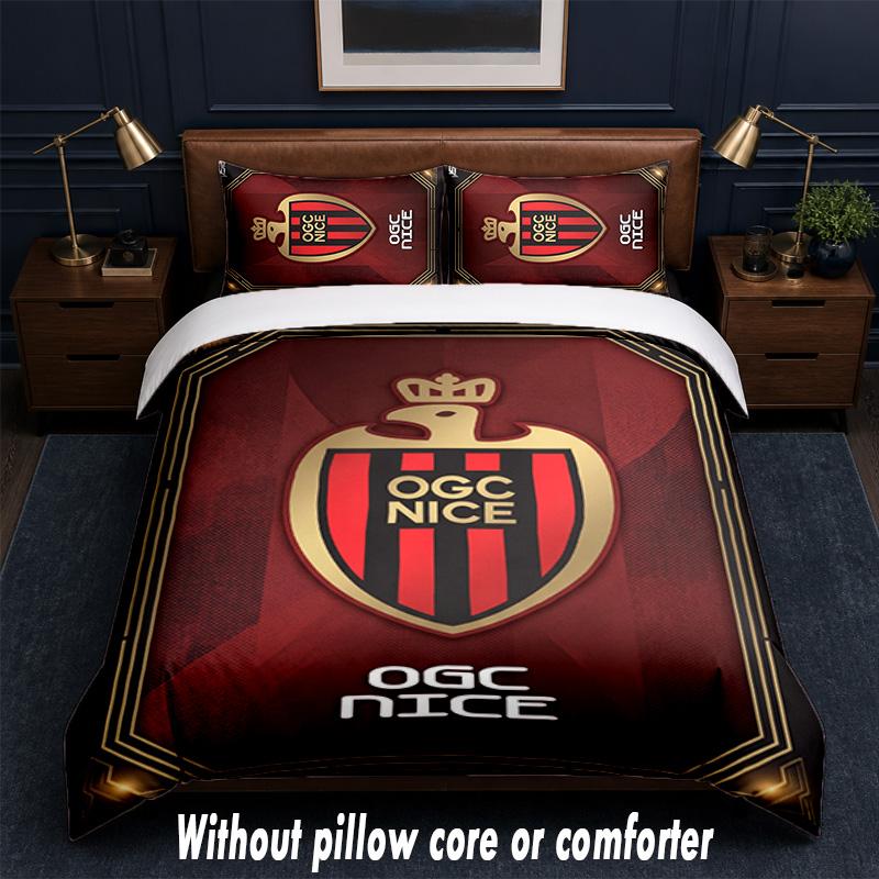 OGC Nice FC Design Bed Bedding Set 1 Duvet Cover + 2 Pillowcases Soft Breathable Household Bed Linens