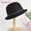 Winter Lady Fedoras Hats New Design Dome Wool Hat Female Warm Party Caps Elegant Aristocratic Woolen Cap